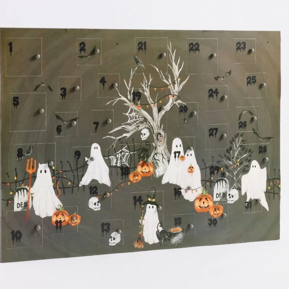 New Pottery Barn Light Up Halloween Ghost Advent Calendar 24x17x3